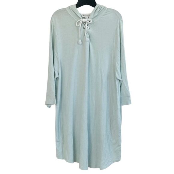 Kookaburra by UGG Pale Mint Green Oversize Hoodie Lace Up Front Tunic Top Sz 1X - Picture 10 of 12